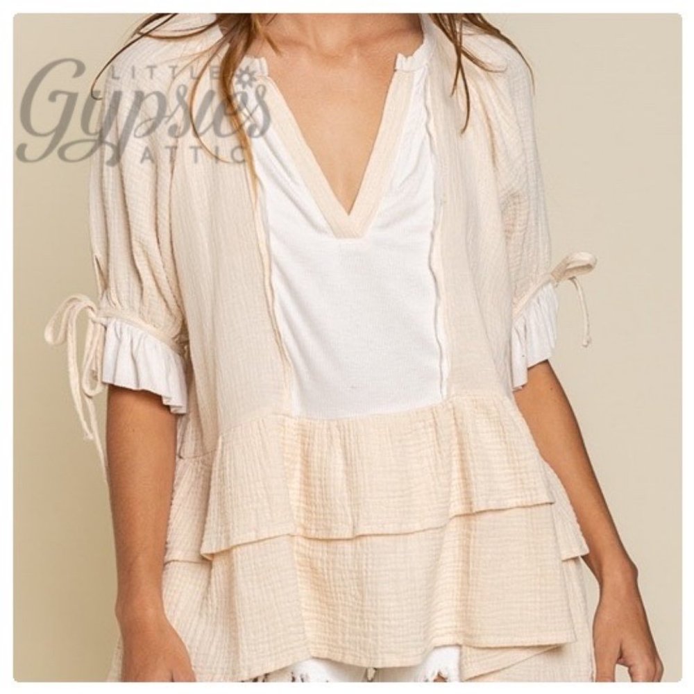 POL Vanilla Cream Bohemian Tunic Top - Picture 2 of 14